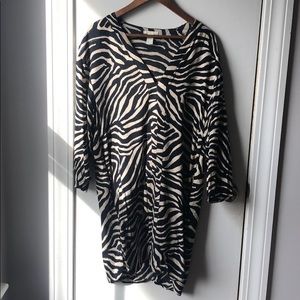 H&M zebra print oversized tunic dress with pockets